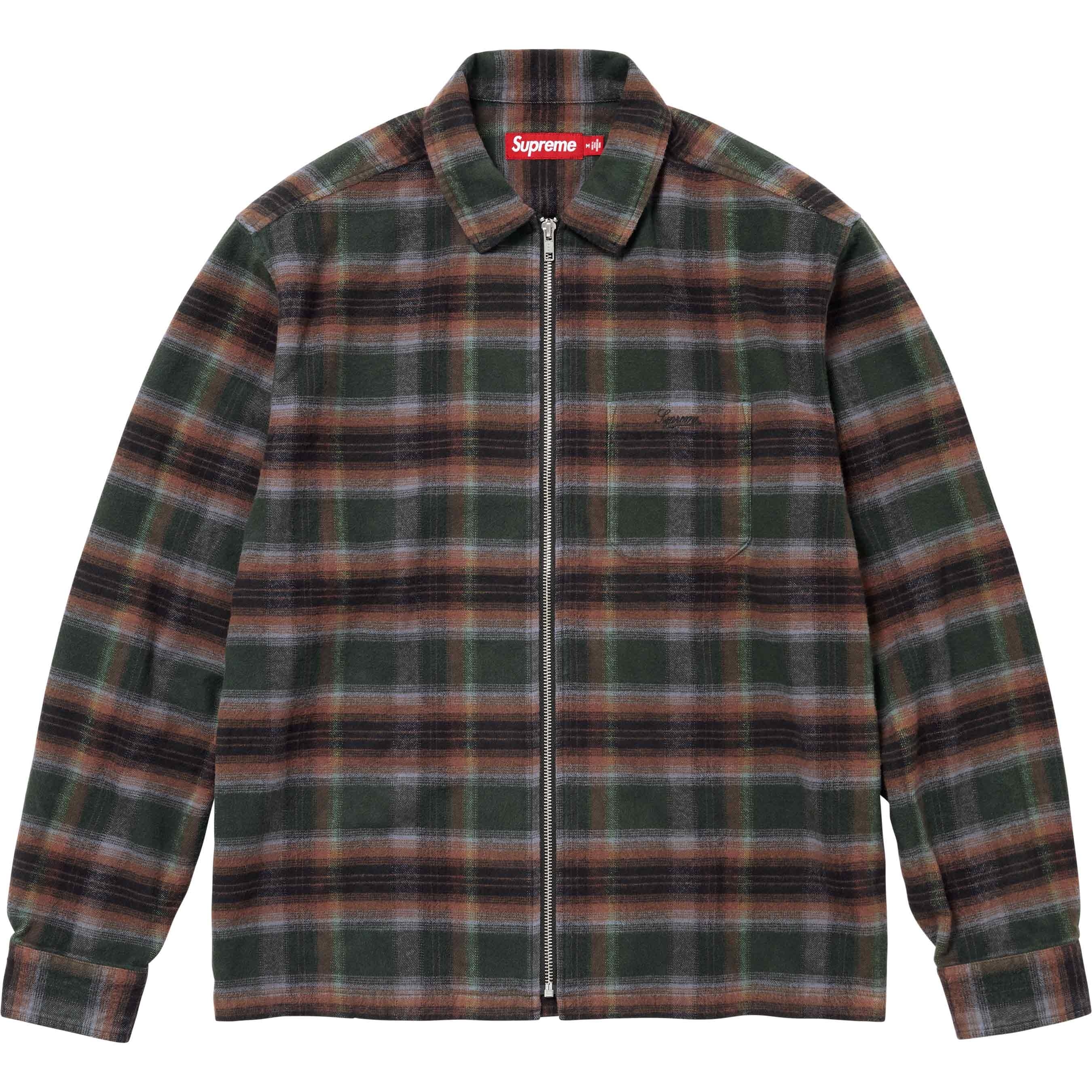 Shadow Plaid Flannel Zip Up Shirt view 6